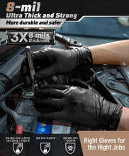 Load image into Gallery viewer, 8 Mil Black Nitrile gloves