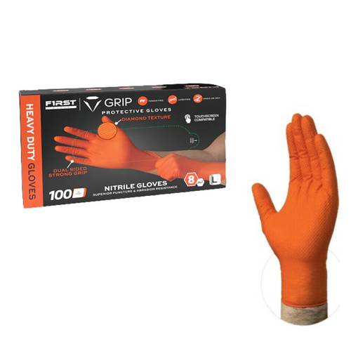First Glove 8 Mil Orange Nitrile Gloves - BNM Health