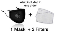 Load image into Gallery viewer, valve mask with 2 PM2.5 filters included - BNM Health